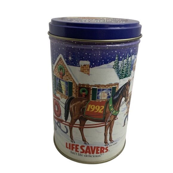 Vintage 1992 Life Savers Holiday Keepsake Tin Christmas Candy Retro Collectible - Picture 2 of 7
